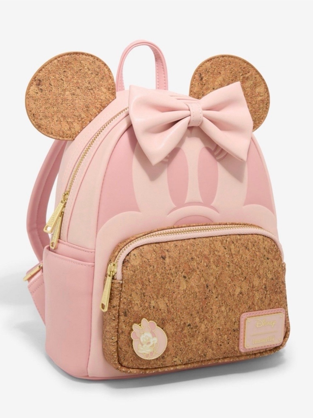 Loungefly Disney Minnie Mouse Corkboard Pin Display Blush Mini Backpack with Pin